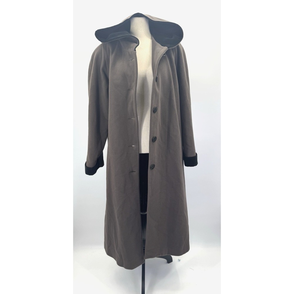 Vintage Forecaster Boston Brown Long Coat Wool Cashmere Overcoat Hooded 16 XL